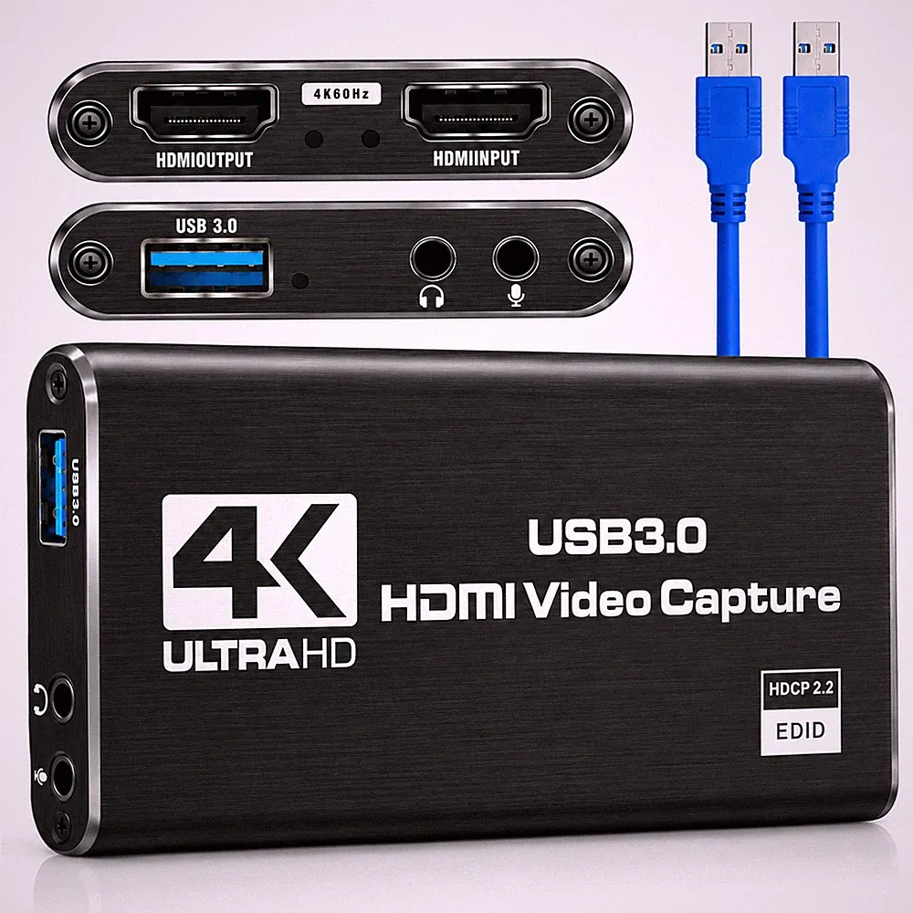 4K HDMI Capture Card USB 3.0 1080P 60FPS Video Recorder Live Streaming Gaming