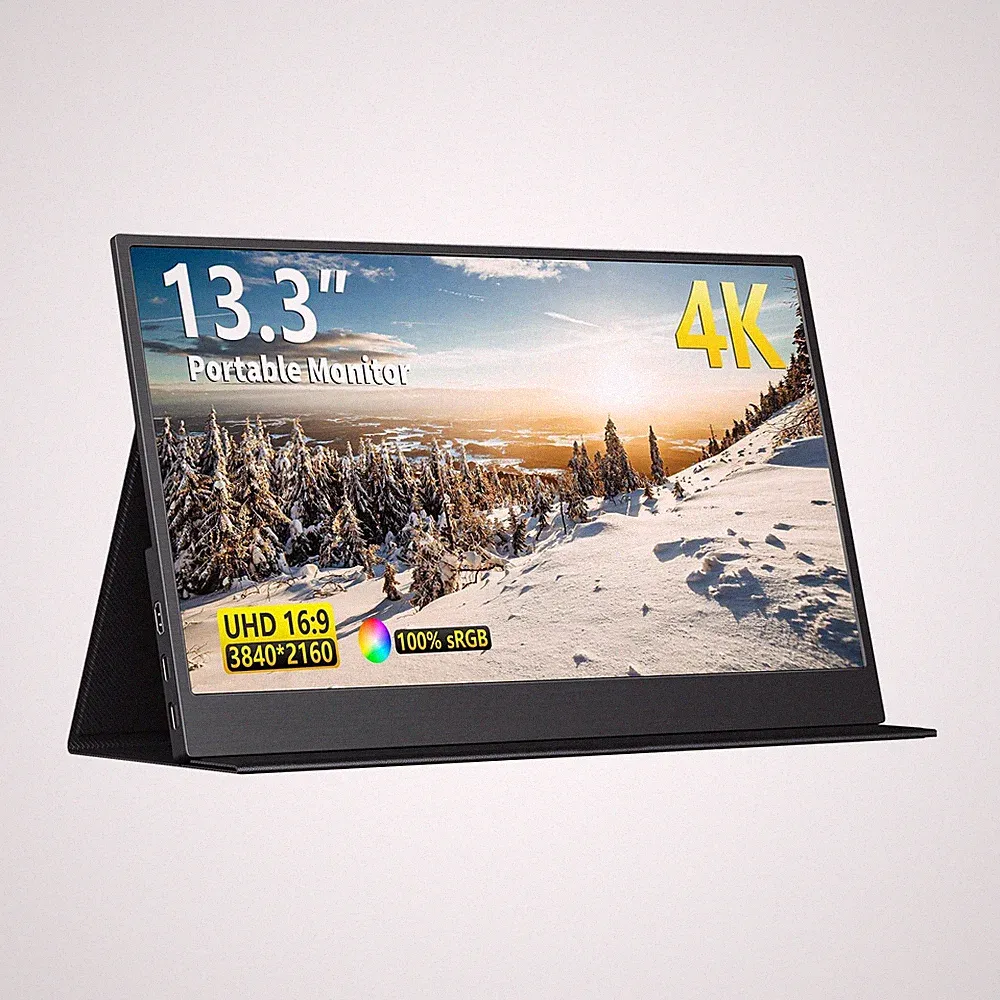 4K Portable Monitor, 13.3" UHD IPS Laptop Screen, Slim Lightweight Dual USB C...