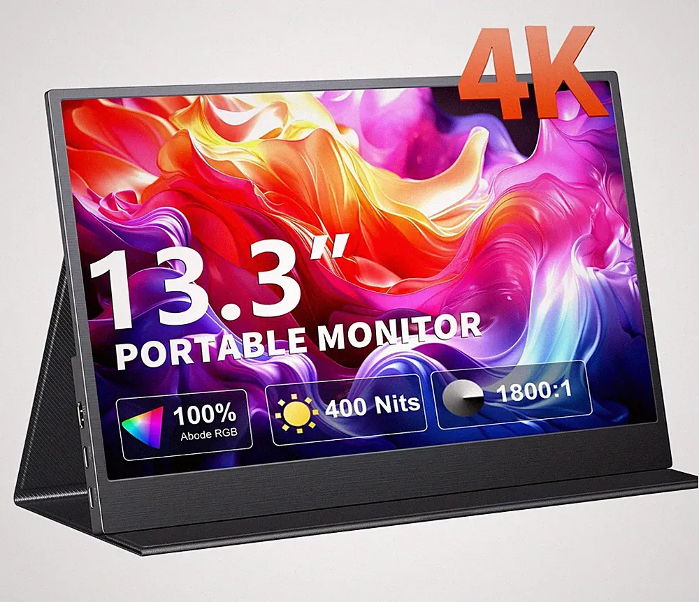 4K Portable Monitor, 13.3" UHD IPS Portable Laptop Screen, Second Screen Dual...