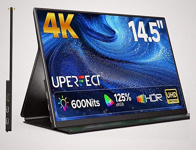 4K Portable Monitor, 14.5" UHD 3840x2400 Laptop Display with Smart Cover, 16:10