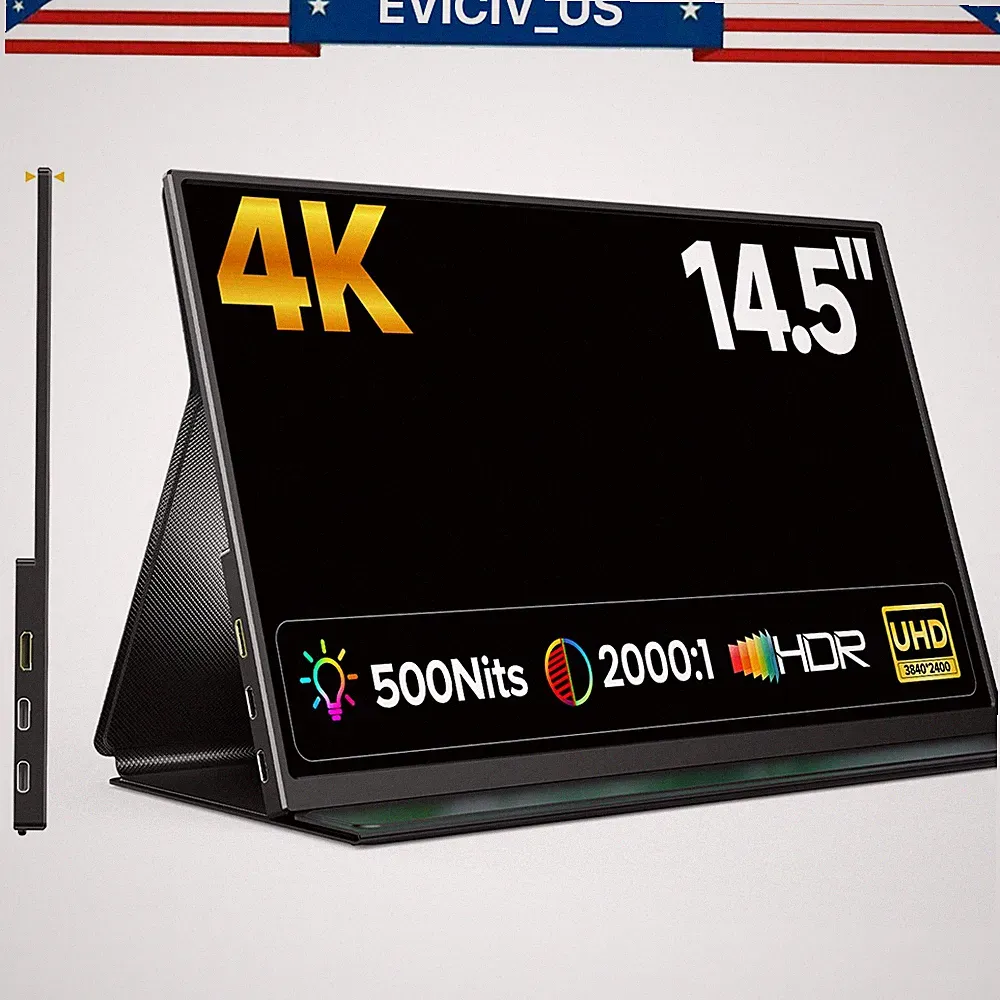 2025 14.5" 4K Portable Monitor Upgraded IPS HDR 2400P UHD Eye Care Screen USB C