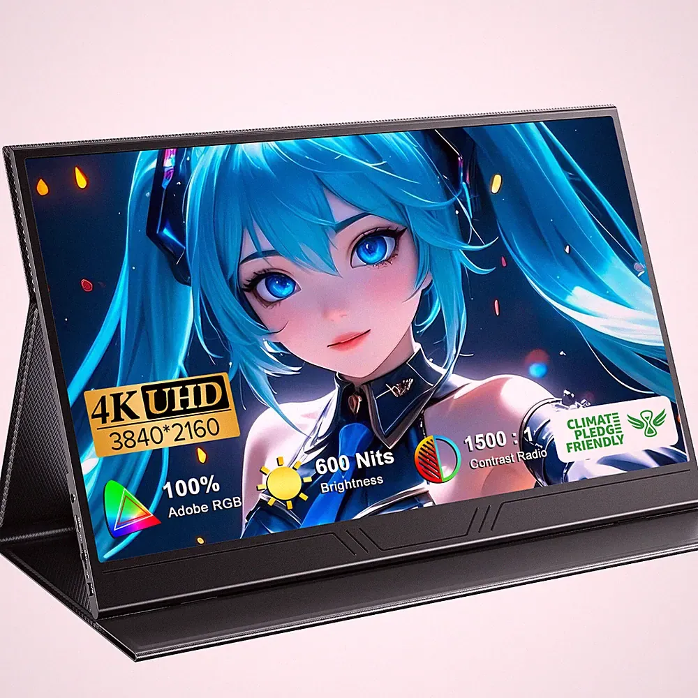 4K Portable Monitor 15.6" 3840x2160 UHD USB-C HDMI Gaming Monitor 100% Adobe RGB