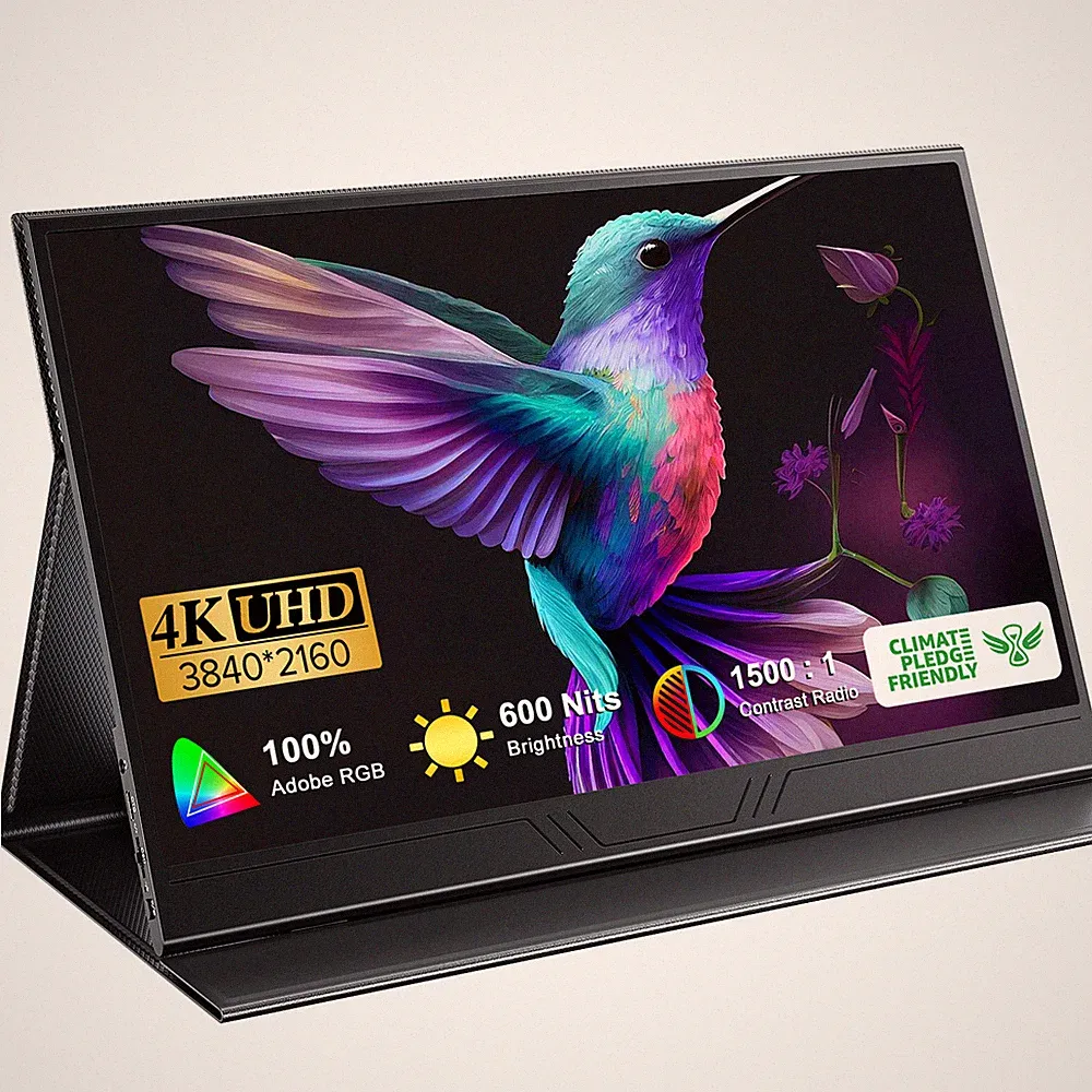 4K Portable Monitor 15.6" Portable Display 1500:1 600Nits 100% Adobe RGB Screen