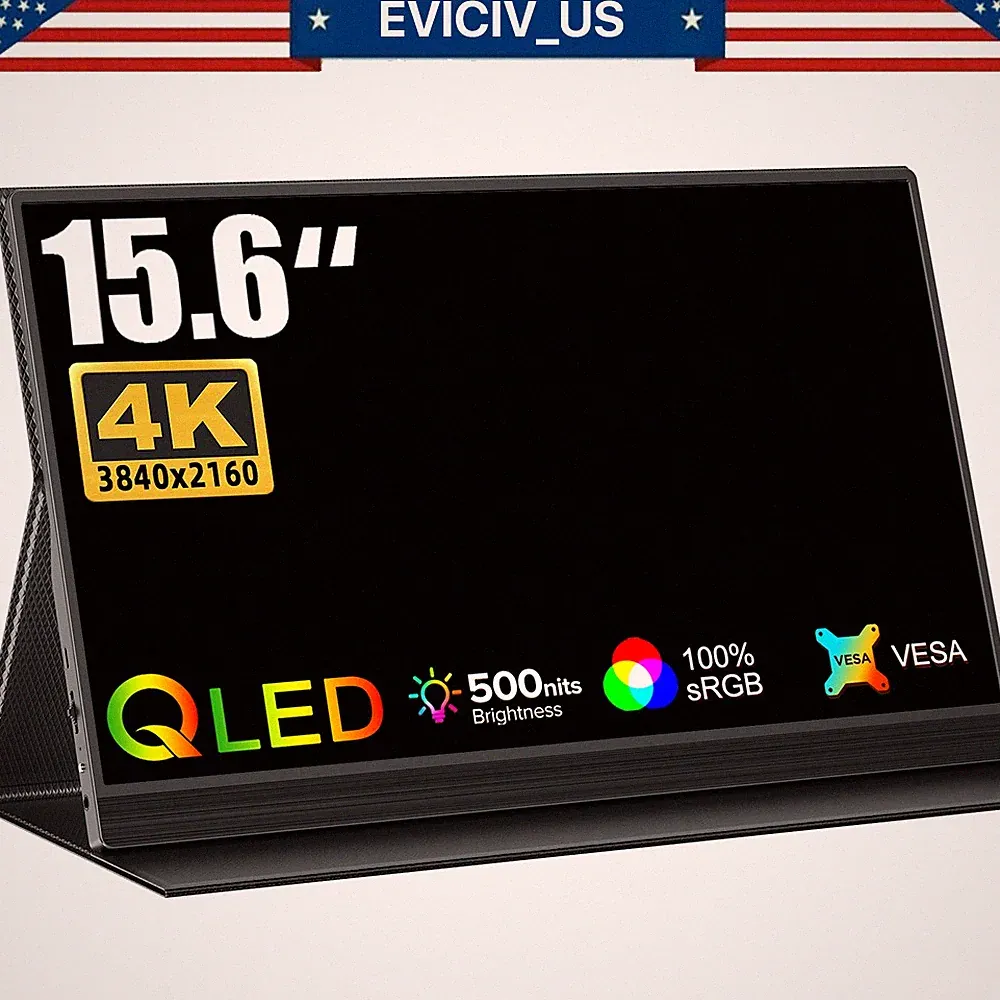 4K Portable Monitor, 15.6" Tragbarer Mobiler IPS Bildschirm UHD 3840*2160 1200:1