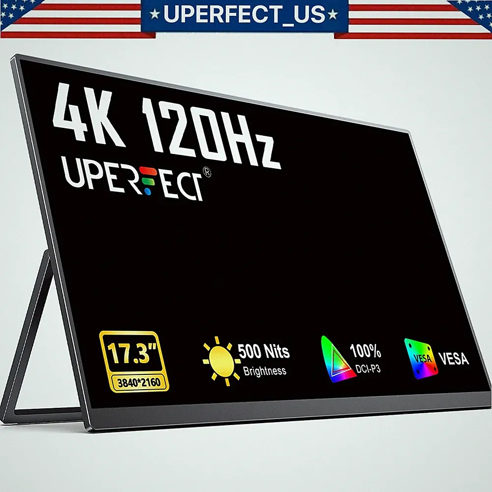 4K Portable Monitor, 17.3'' 120Hz 100%DCI-P3 500Nits HDR FreeSync Gaming Traver