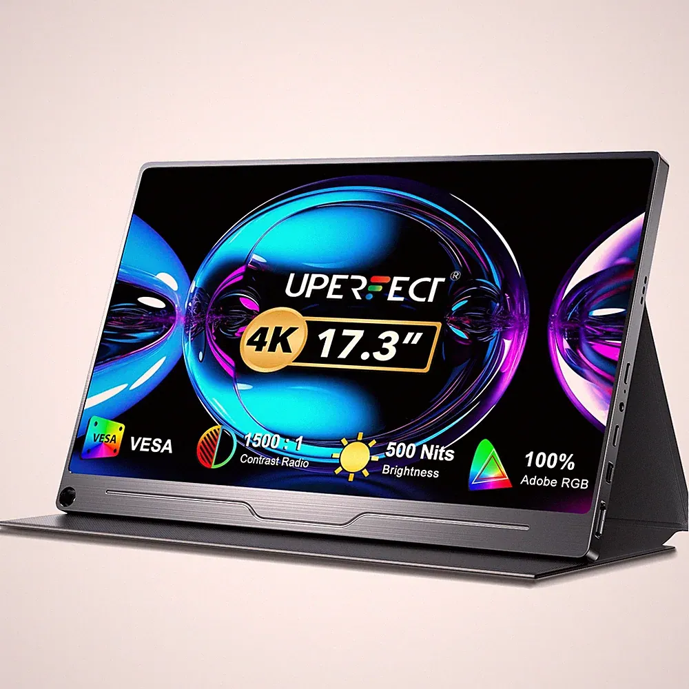 4K Portable Monitor 17.3" 3840x2160 Laptop Monitor 1500:1 500Nits USB C Screen
