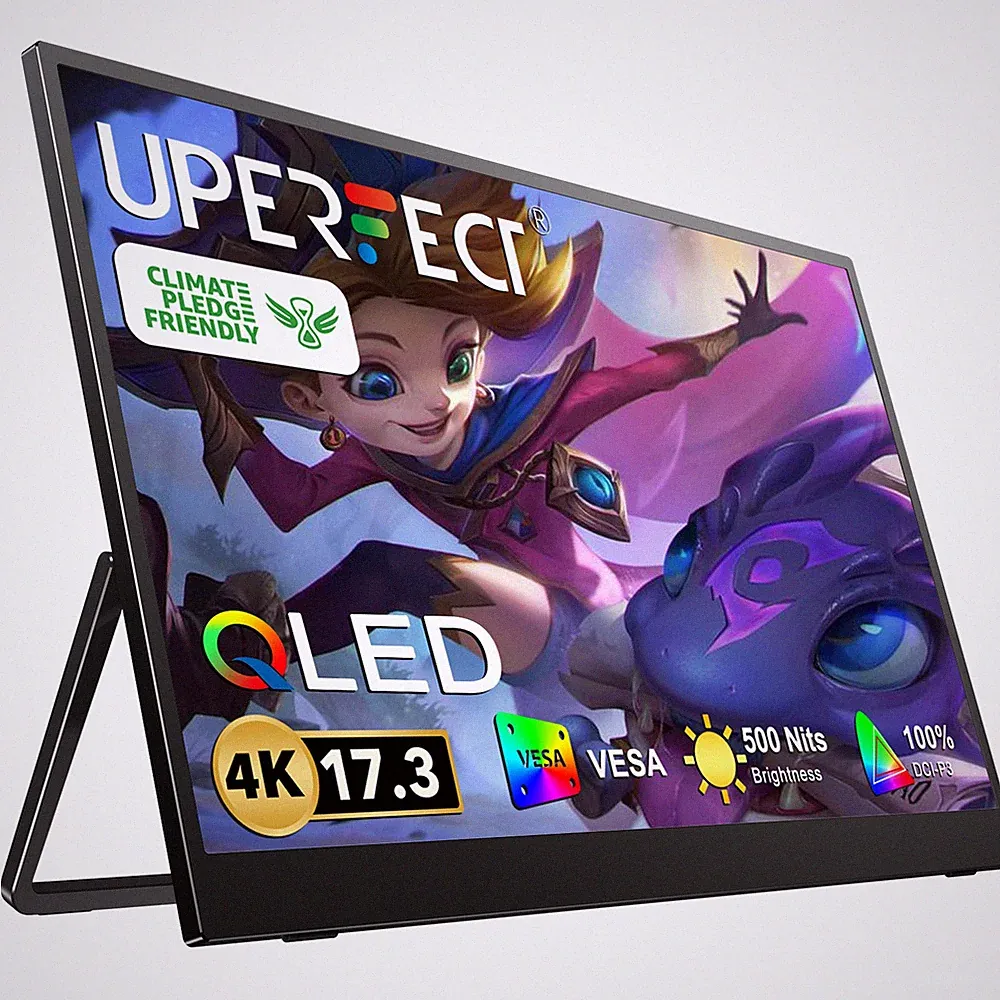 4K Portable Monitor 17.3" Gaming Monitor 1500:1 500Nit Freesync HDR USB C Screen