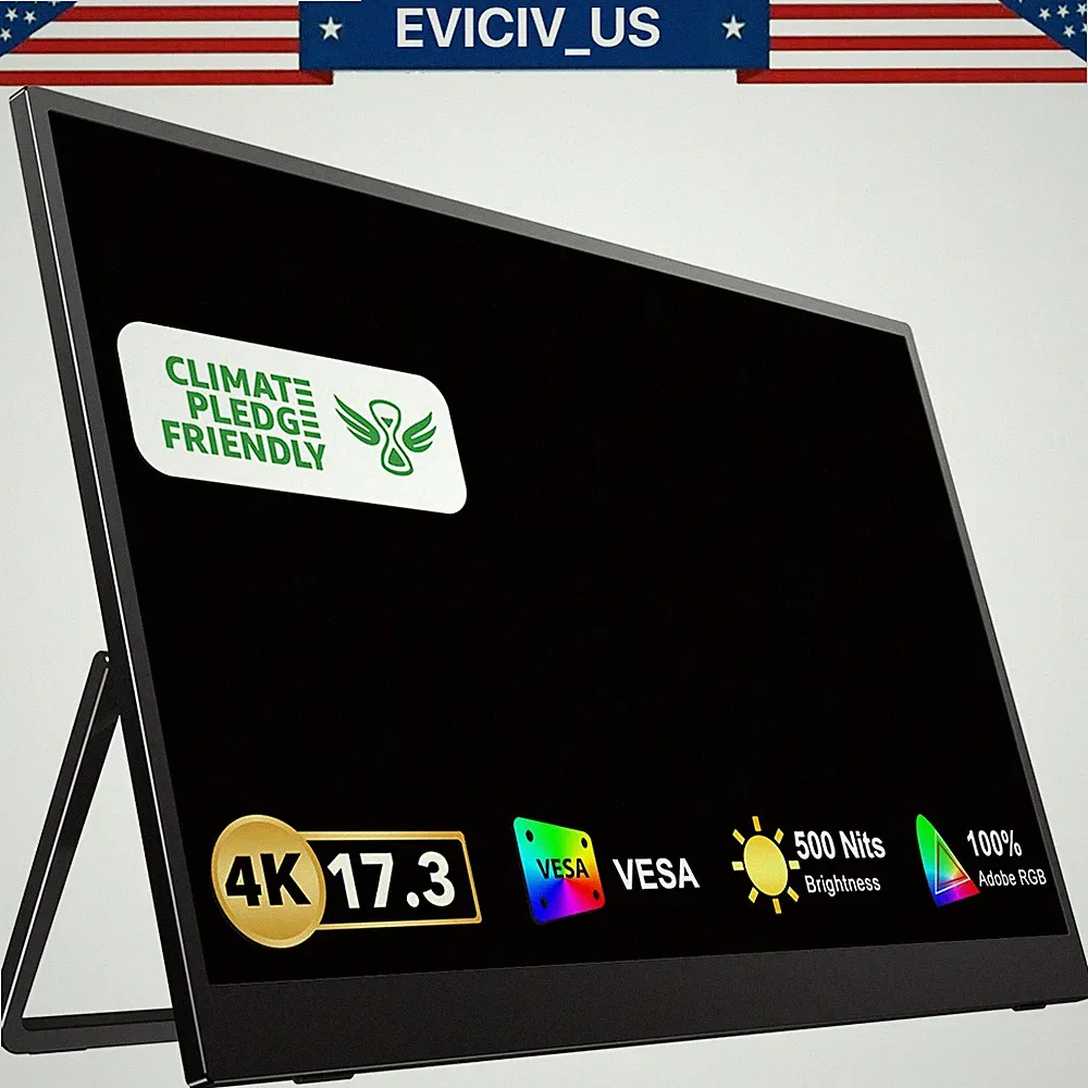 4K Portable Monitor, 17.3" Gaming Monitor 1500:1 500Nit Freesync USB C Screen US