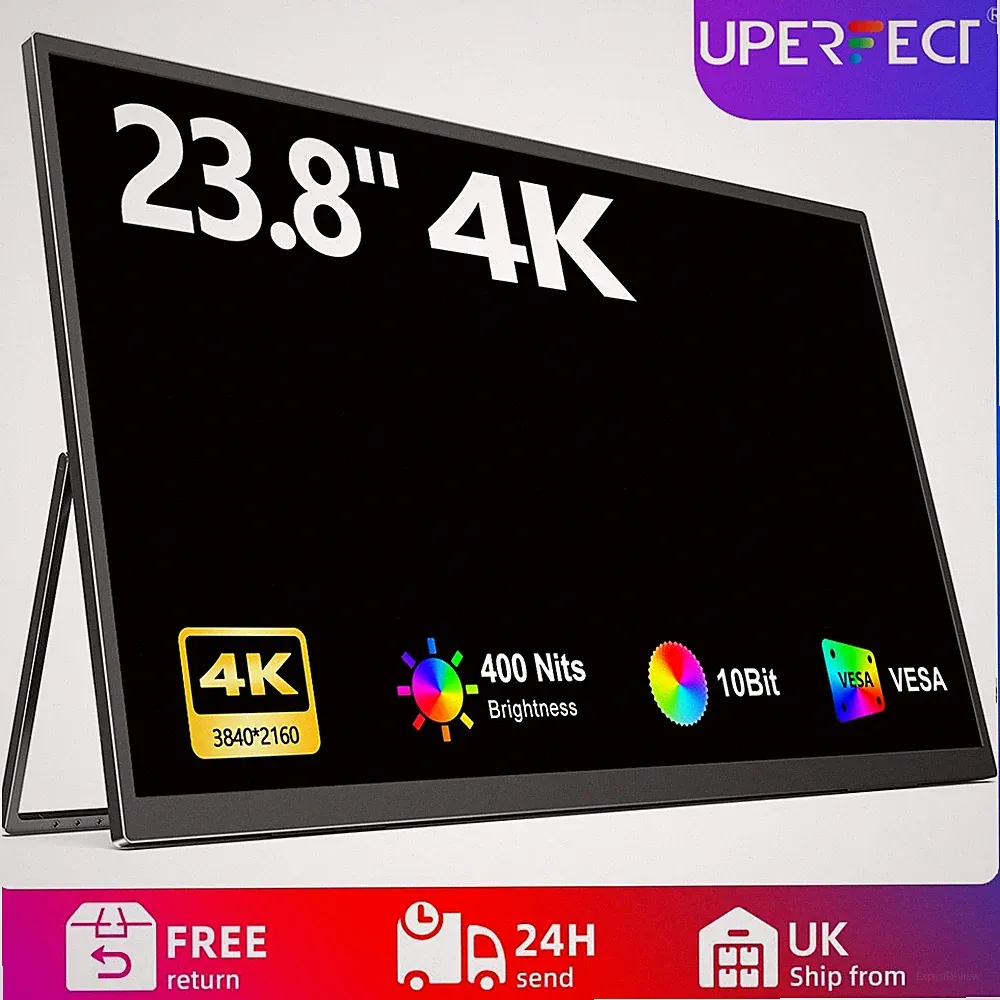 4K Portable Monitor, UPERFECT 23.8" Portable Monitor 3840 * 2160 For Computer PC