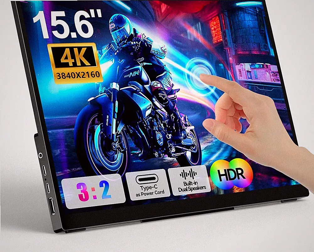 4K Portable Touch Monitor, 15.6" Inch 3840 * 2160 UHD W/Usb-C HDMI Laptop Monito