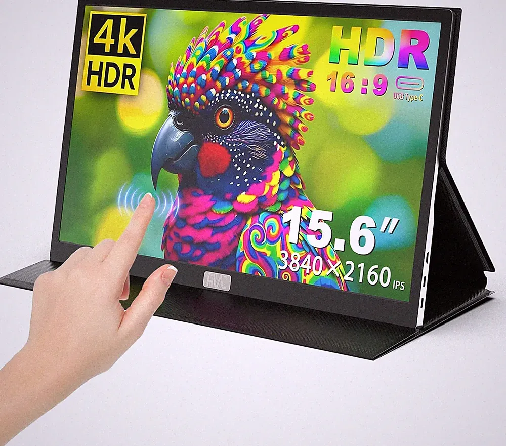 4K Portable Touchscreen Monitor 15.6" - HDR HDMI USB-C for Laptop & Gaming