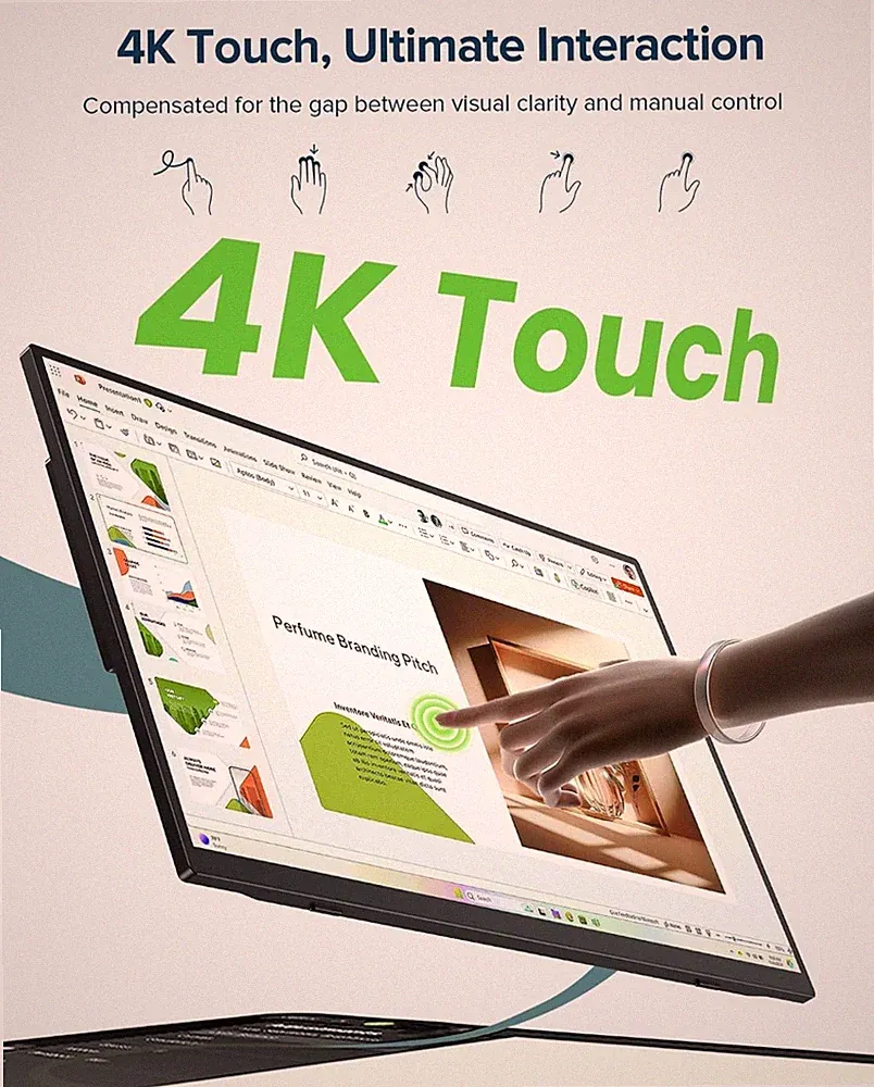 4K Portable Touchscreen Monitor 15.6 UHD 3840x2160 10 Point Ultra-Slim 125% sRGB