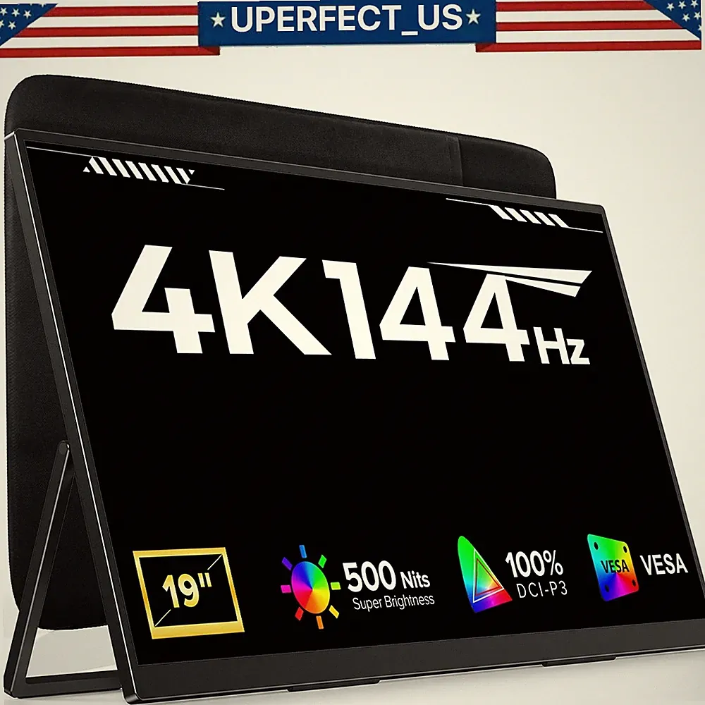 4K Tragbarer Monitor, 19" Portable Display 3840 x 2160 IPS UHD 2000:1 HDR 144Hz