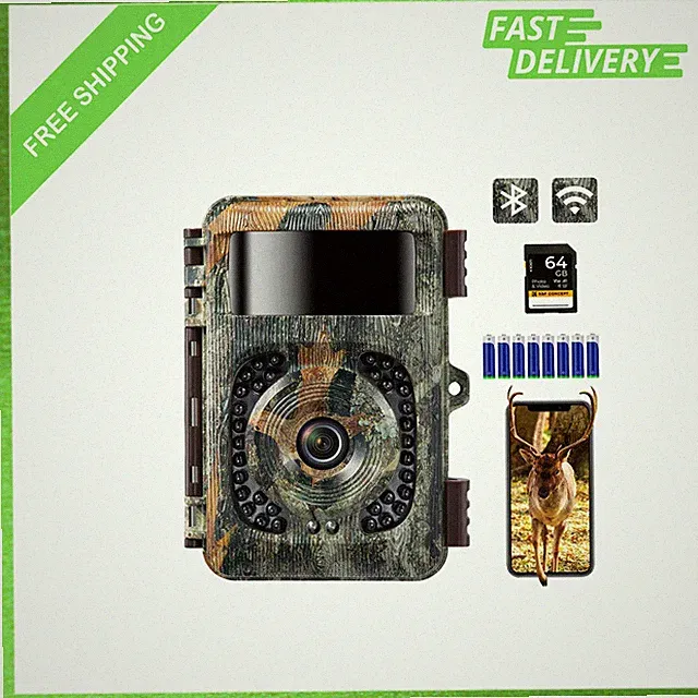 4K Trail Camera WiFi Bluetooth Game Camera with No Glow Night Vision 48MP
