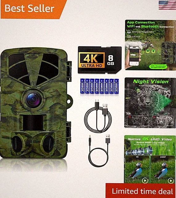 4K Trail Camera with 48MP, WiFi & Night Vision for Ultimate Outdoor Security