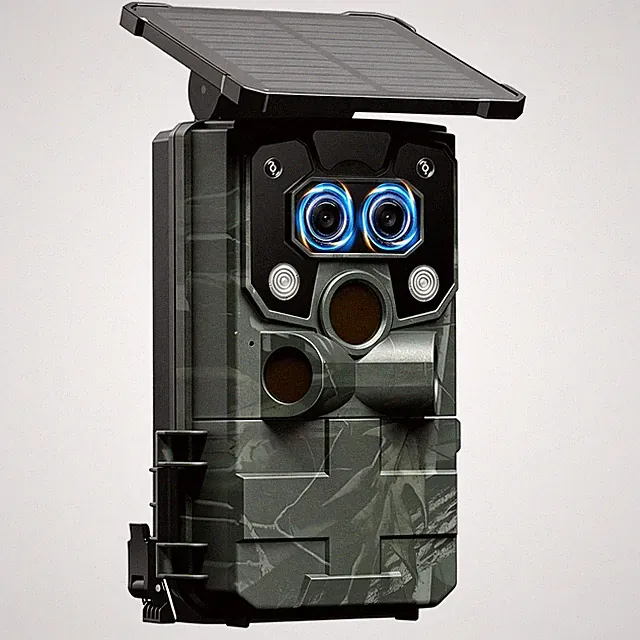4K Trail Hunting Camera with Solar Panel 60MP Wildlife Game Dual Len Nightvision