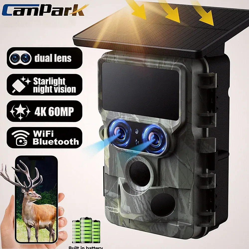 4K UHD 30FPS WiFi Wildlife Camera 60MP Bt+WiFi Trail Camera Starlight Night Cam