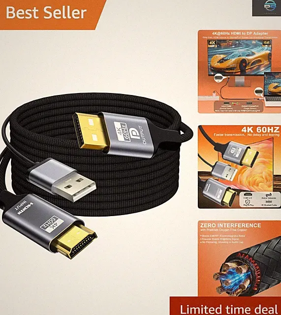 4K UHD HDMI to DisplayPort Adapter — Ultra-High-Speed, Reliable, Plug-and-Play