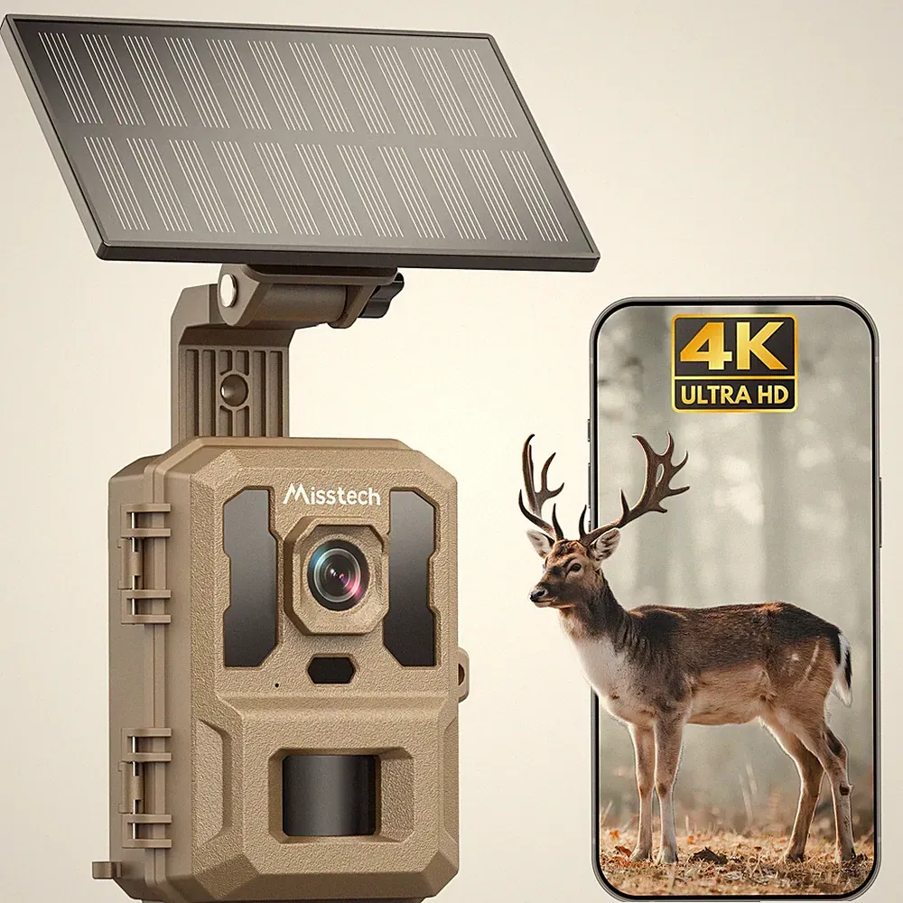 4K UHD Solar Trail Camera for Game & Wildlife Monitoring - 0.1s Fast Activati...