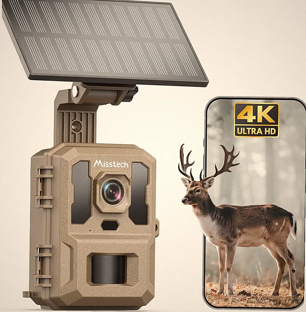 4K UHD Solar Trail Camera for Game & Wildlife Monitoring - 0.1S Fast Activation