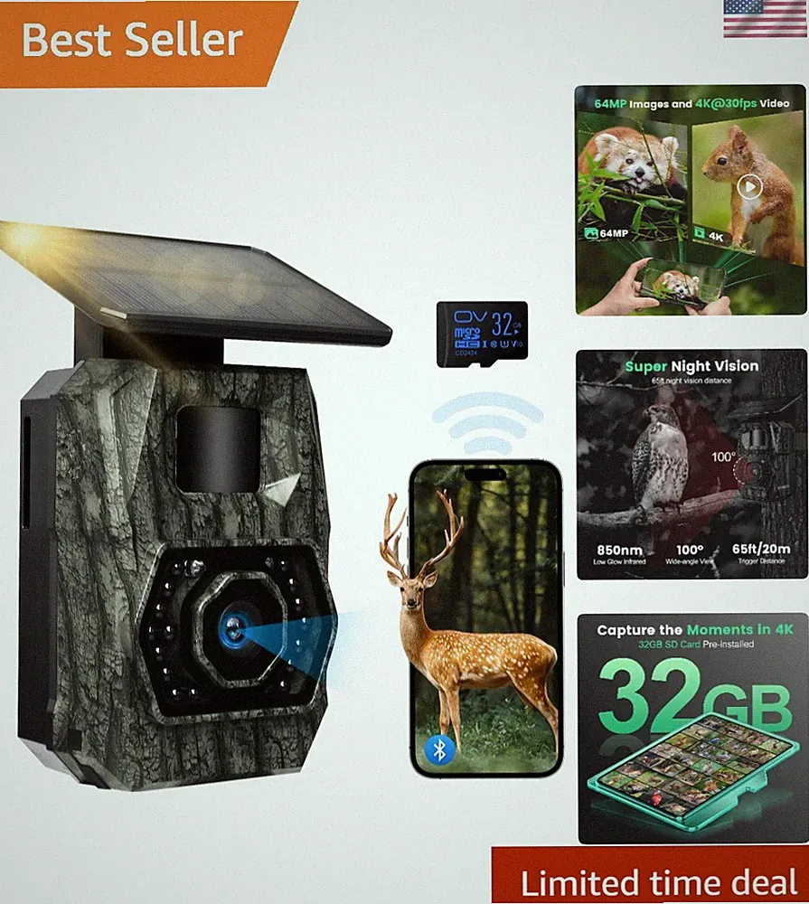 4K Ultra HD Game Camera with 0.1s Trigger & WiFi for Wildlife Monitoring