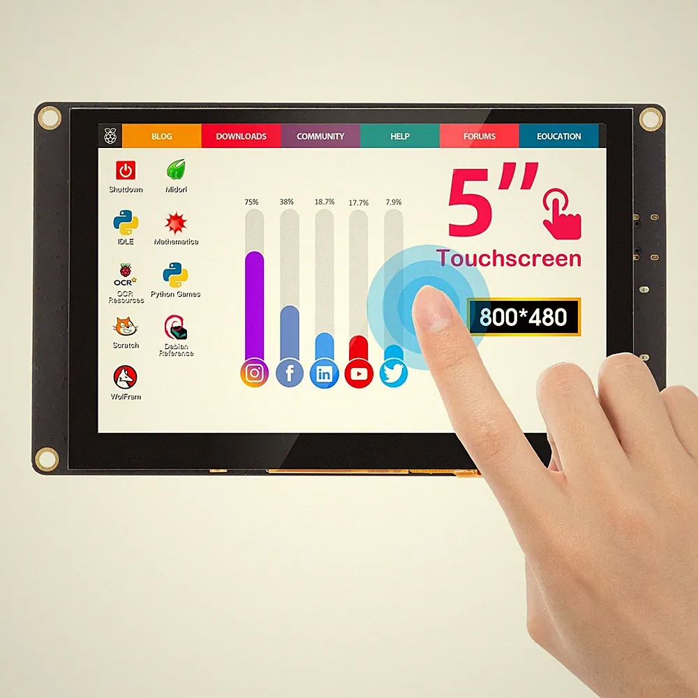 5 Inch Mini Touchscreen Monitor, TN Capacitive 5-Point Touch Screen 800×480 H...