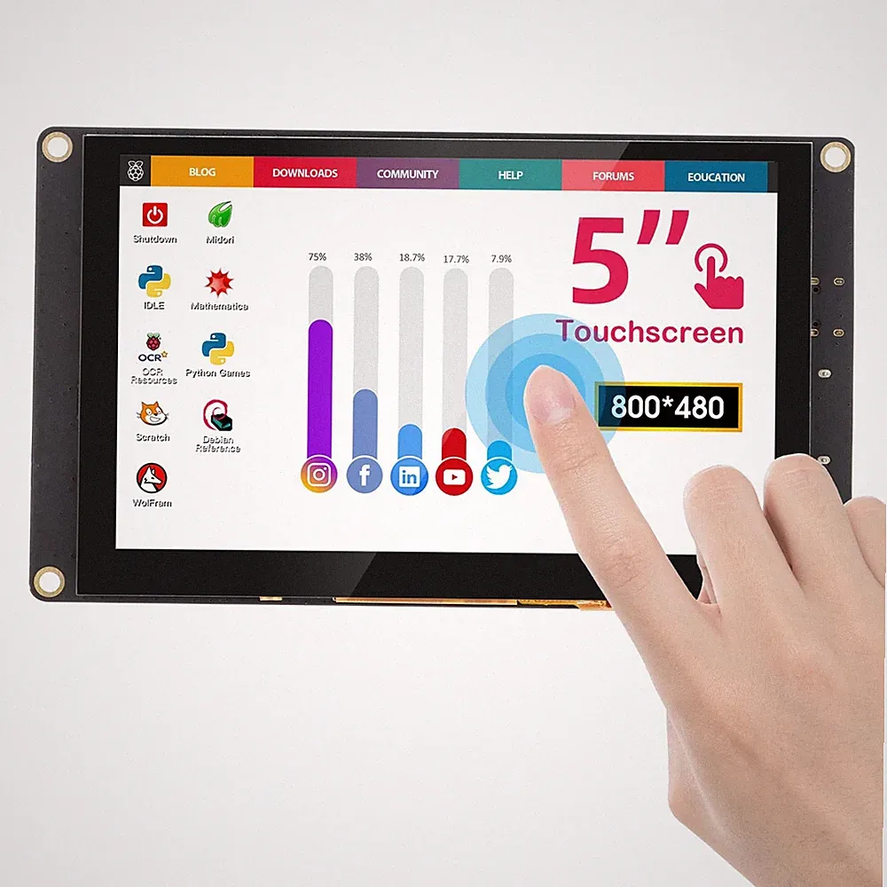 5 Inch Mini Touchscreen Monitor, TN Capacitive 5-Point Touch Screen 800×480 H...