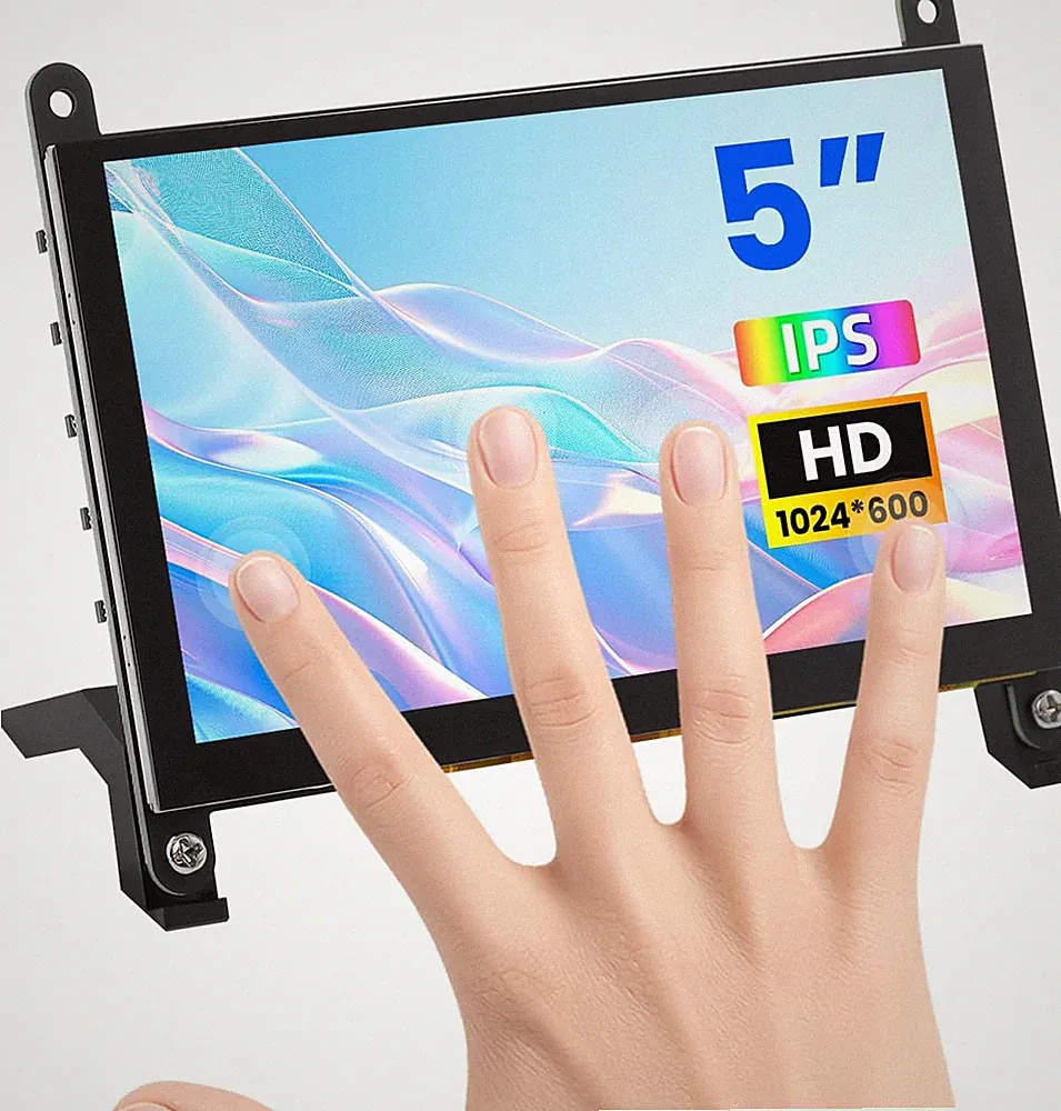 5 Inch Touchscreen Monitor for Raspberry Pi 5/4/3, 1024 X 600 IPS Display with 5
