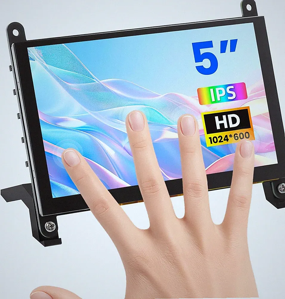 5 Inch Touchscreen Monitor for Raspberry Pi 5/4/3, 1024 X 600 IPS Display with 5