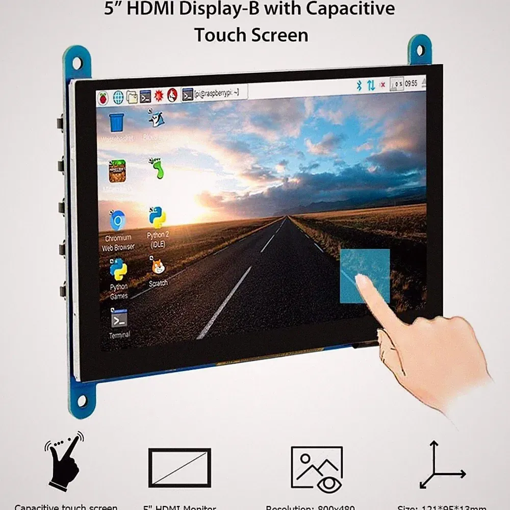 5" Touch Screen Monitor for Raspberry Pi 800x480 LCD Display