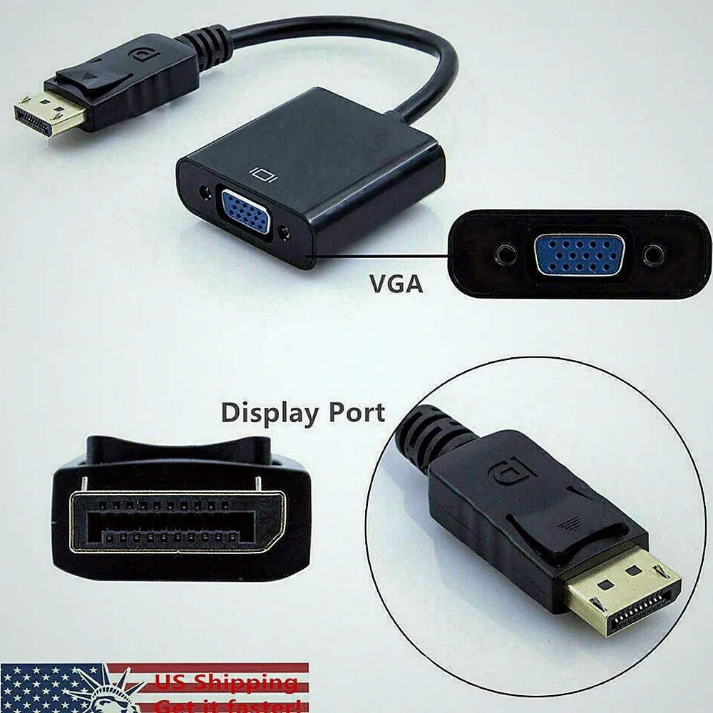 5x Display Port DP to VGA Adapter Cable 1080P for laptop desktop Game Monitor