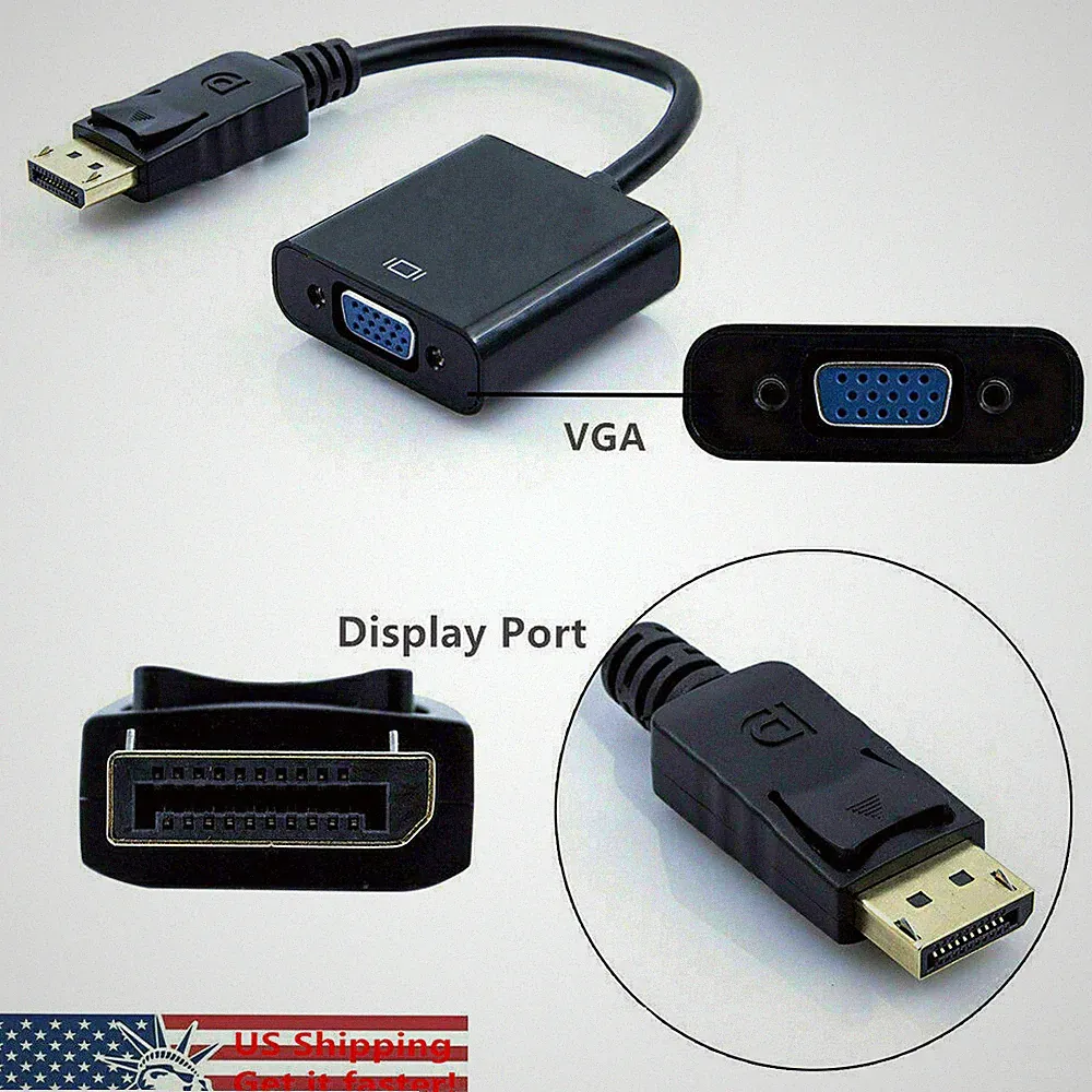 5x Display Port DP to VGA Adapter Cable 1080P for laptop desktop Game Monitor