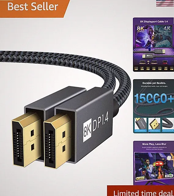 6.6ft DisplayPort 1.4 Cable - Supports 8K@60Hz, HDR & Gaming Devices