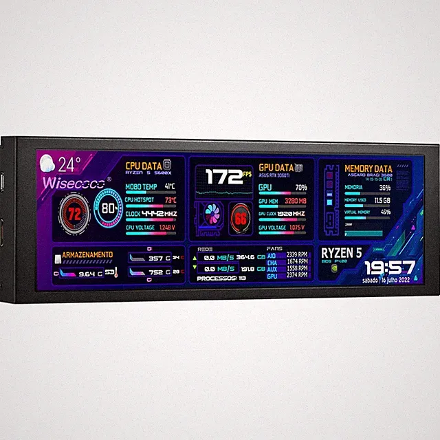 7.84 Inch Secondary Screen Stretched Bar LCD Display with Casing HD IPS 1280x400