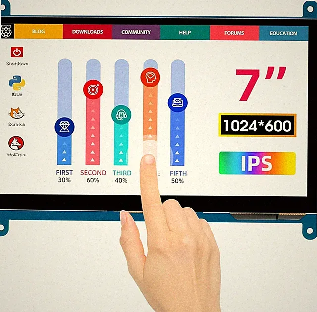 7 Inch 1024×600 Touchscreen for Raspberry Pi: IPS Capacitive Touch Screen LCD Di
