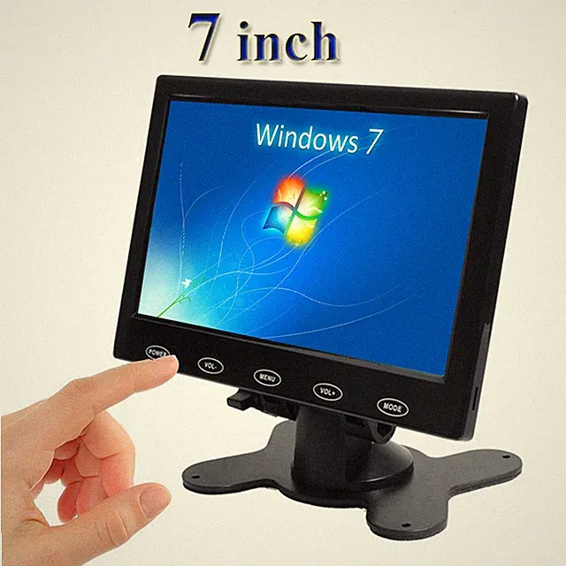 7 Inch HDMI VGA Monitor with Speaker Ultra Thin Design, Touch Buttons & Adapter