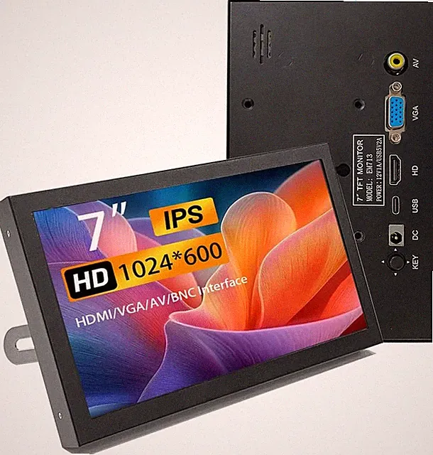 7 Inch Mini Monitor HDMI, Portable Vga Monitor with AV BNC 1024×600 LCD Screen w