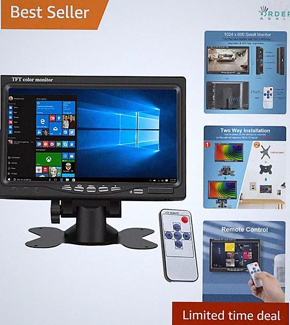 7 Inch Portable HD Monitor 1024x600 VGA HDMI AV Built-in Speakers