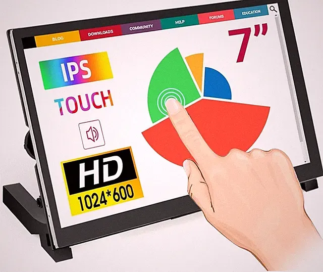7 Inch Touchscreen Monitor for Raspberry Pi - 1024x600 IPS Capacitive Touch S...