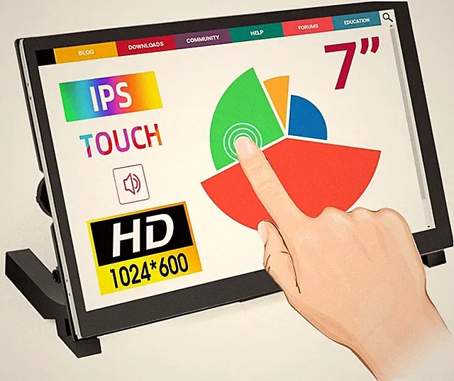 7 Inch Touchscreen Monitor for Raspberry Pi - 1024x600 IPS Capacitive Touch S...