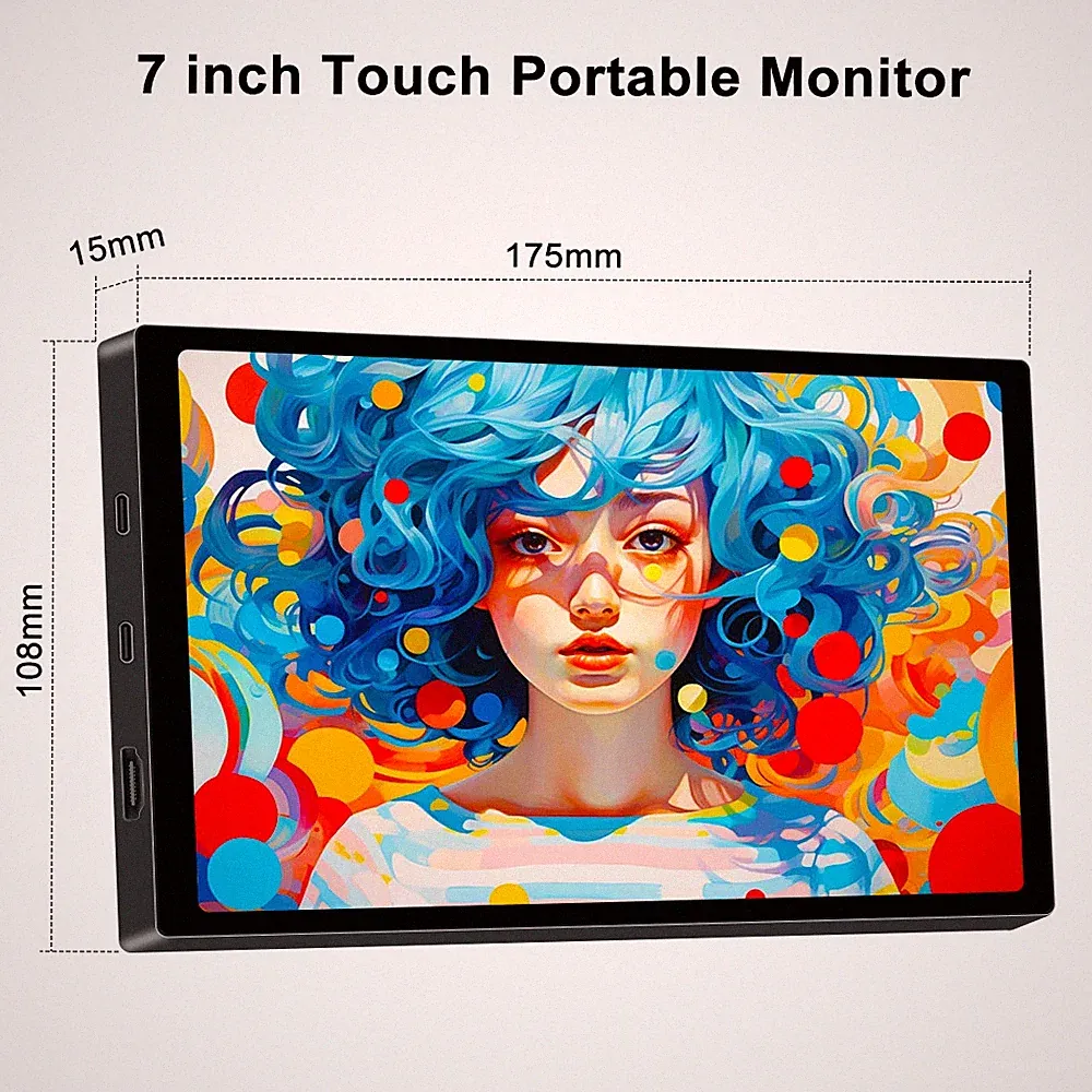 7" LCD CCTV Mini Portable Monitor PC Screen AV/RCA/VGA/HDMI for DSLR Raspberry