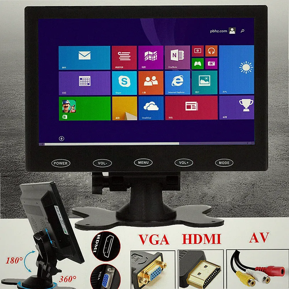 7" LCD CCTV Monitor HD PC Screen AV RCA VGA HDMI 1080P for Raspberry Pi DSLR -US