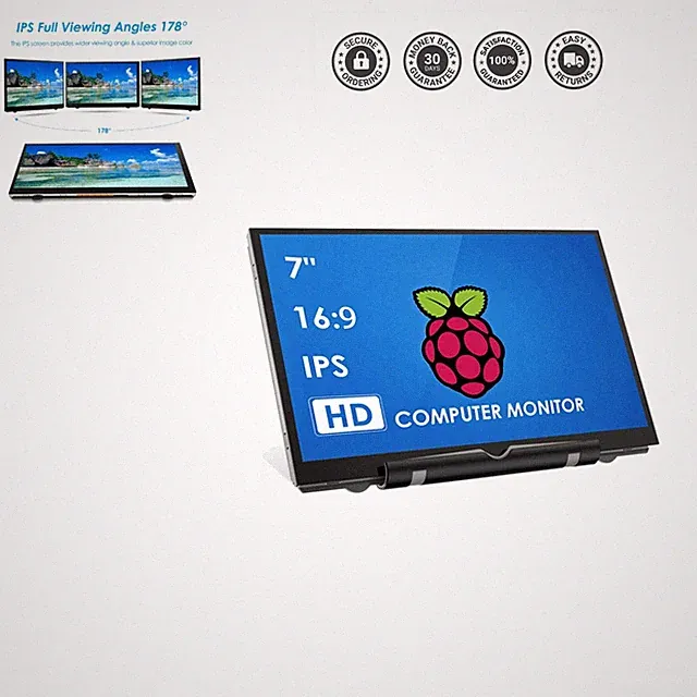 7" Non-Touch LCD Monitor for Gaming & Multimedia - HDMI/USB Compatible