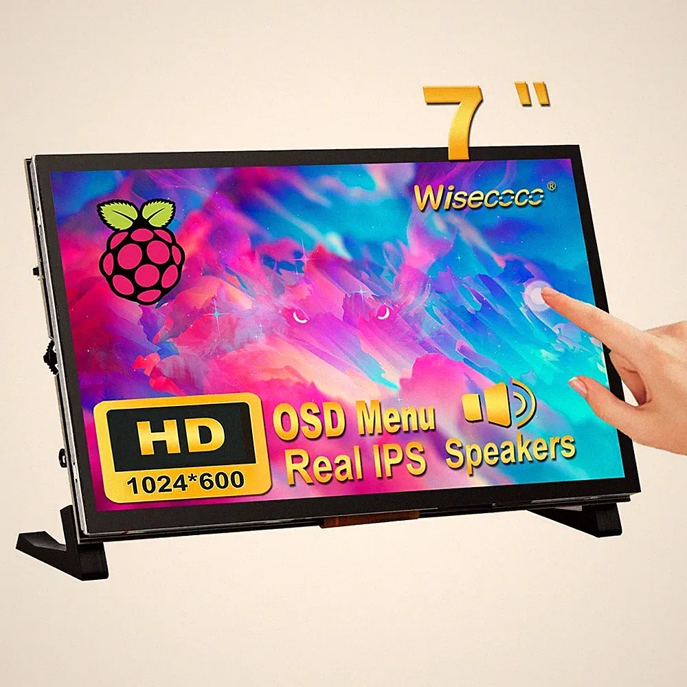 7" Touchscreen 1024x600 HDMI Portable Monitor for Raspberry Pi 5/4/3/2/Zero/B/B+