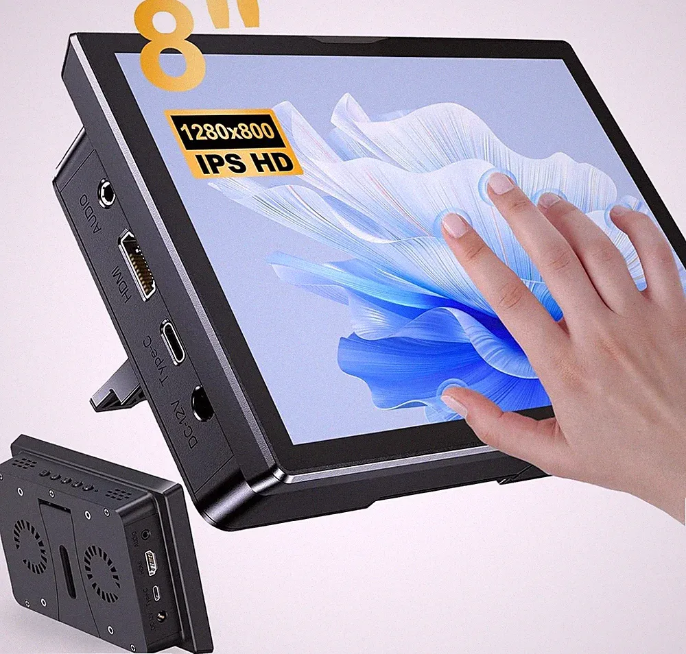 8 Inch Touchscreen Monitor 1280x800 IPS 5-Point for Raspberry Pi 5/4/3B