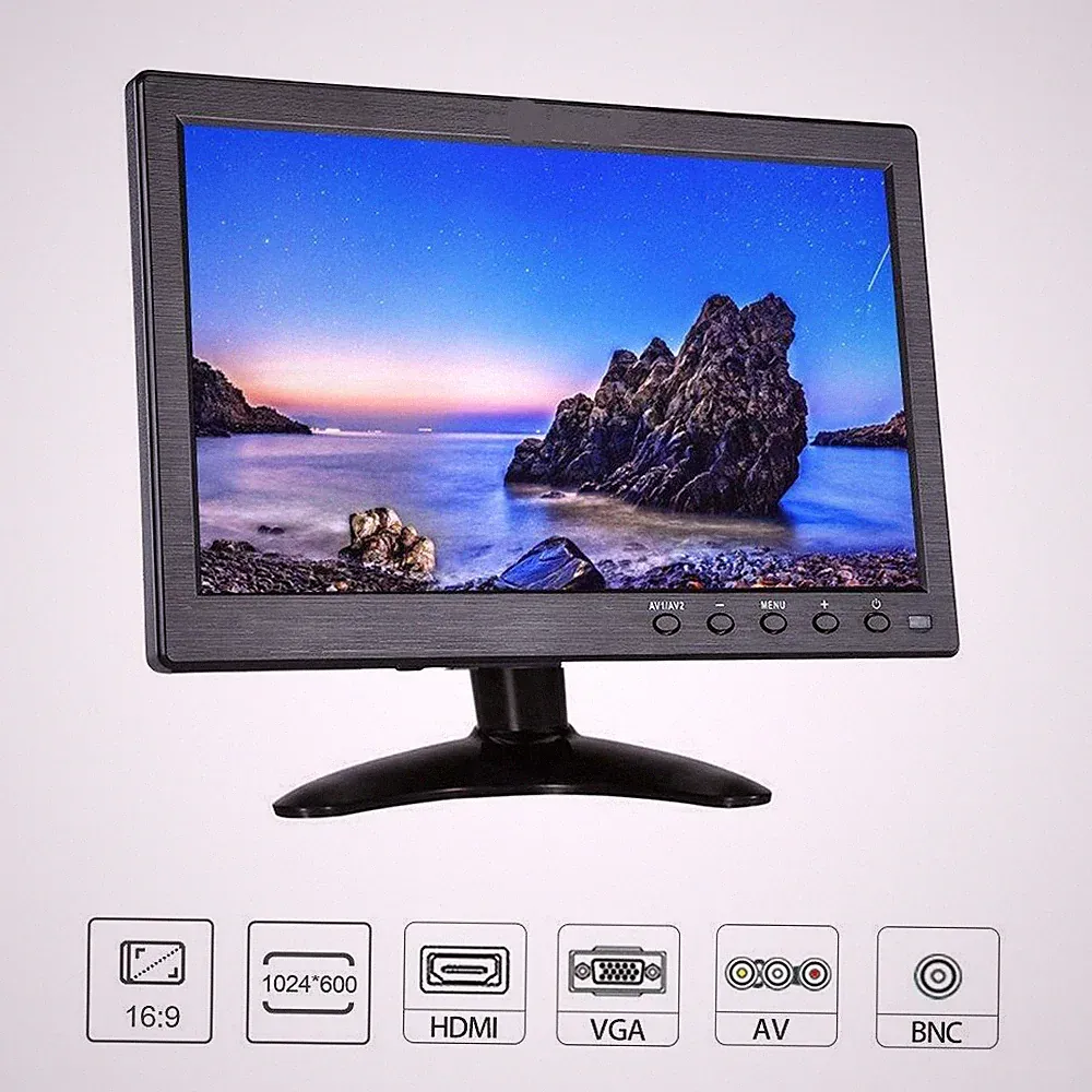 8" IPS LCD CCTV Monitor Screen USB/BNC/AV/VGA/HDMI for Car/Security/PC/Laptop
