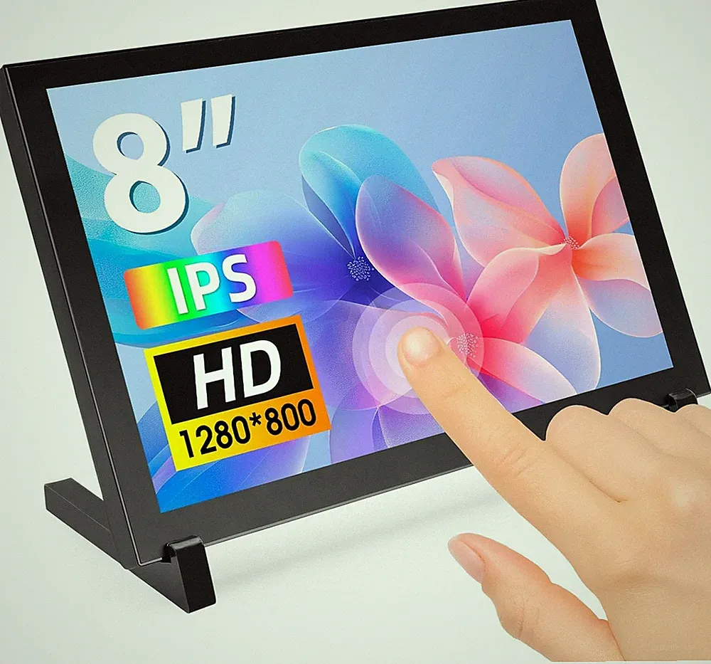 8" Touchscreen Monitor, 1280x800 HD Display, Portable for Raspberry Pi & Laptops