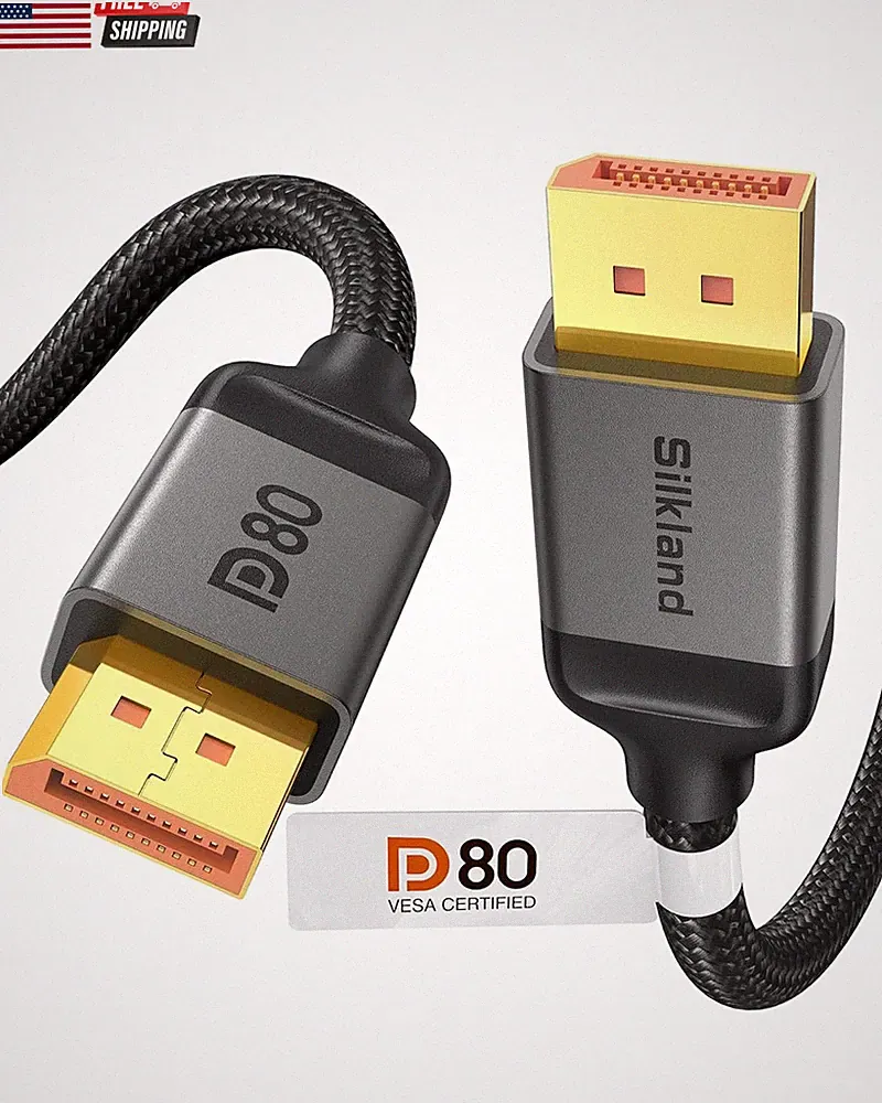 80Gbps Displayport Cable 2.1 6.6FT/2M [VESA Certified], [8K@240Hz, 4K@540Hz 360H