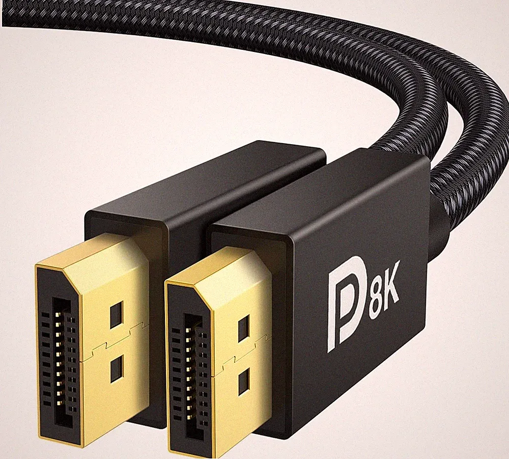 8K DisplayPort Cable 6.6ft DP 1.4 HDR HBR3 Braided Gaming Monitor