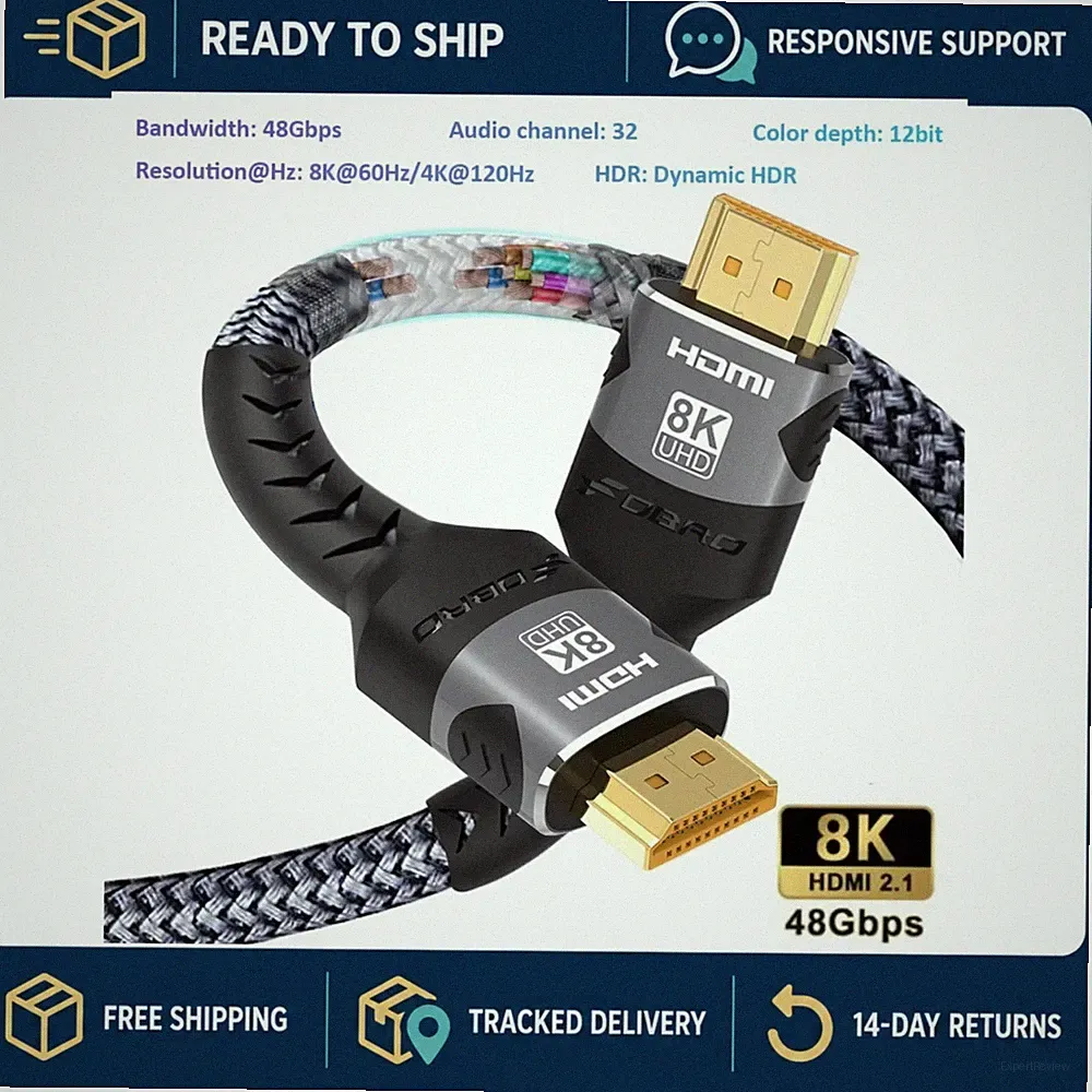 8K HDMI 2.1 Cable 48Gbps 4K@120Hz 8K@60Hz HDR eARC for PS5 RTX 3080 TV Box PC